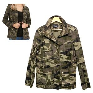 Love Tree Green Camo Print Field Utility Jacket Large